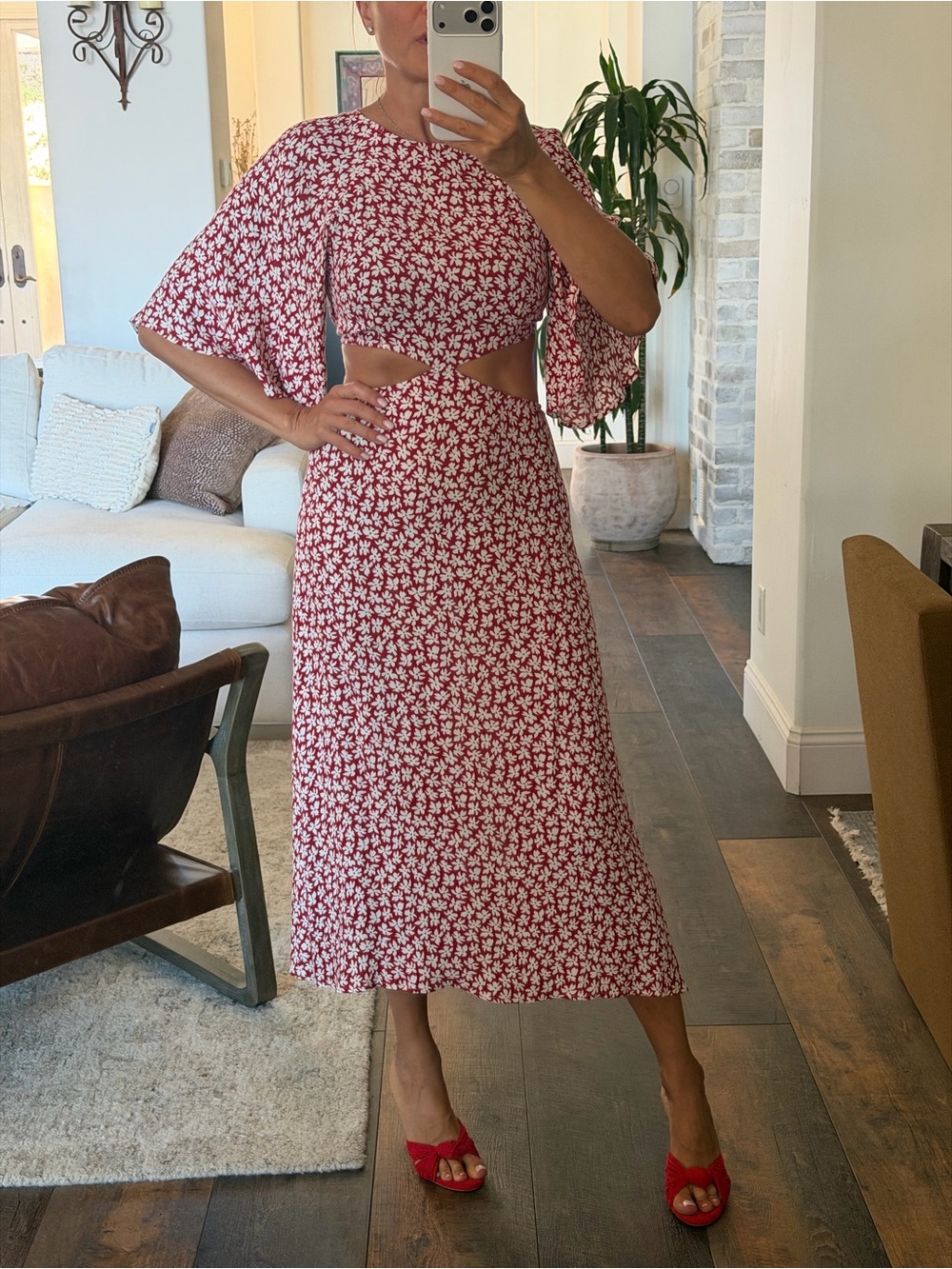 Reformation Rea and White cutout dress